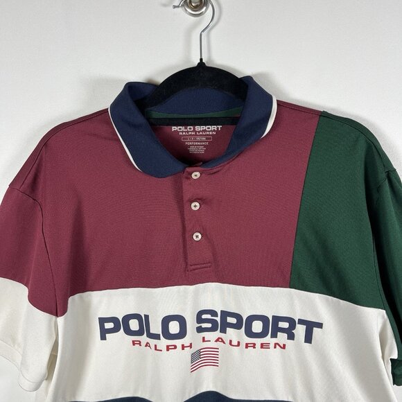 Polo Sport Performance Ralph Lauren Shirt Size Large Colorblock VTG Retro Style - Picture 3 of 11